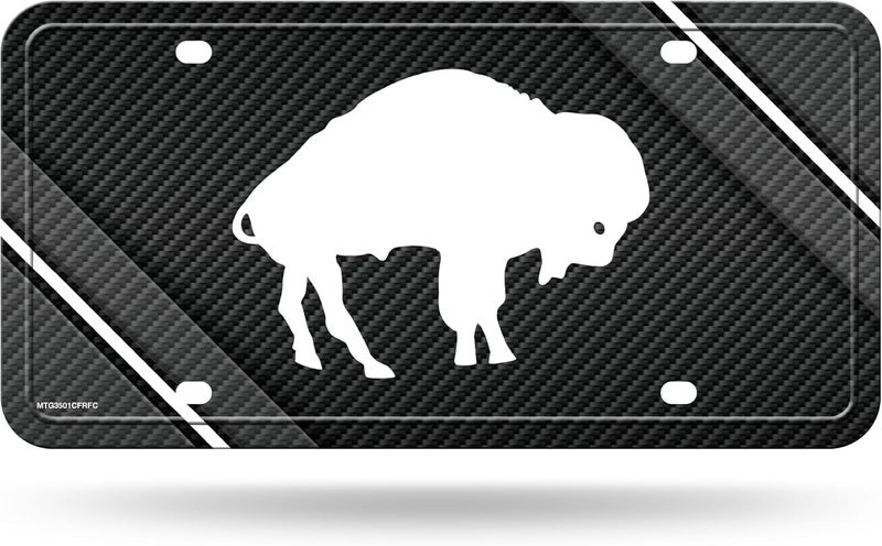 NFL Football Buffalo Bills Retro Carbon Fiber Design Metal Auto Tag 6" x 12" - Great for Truck/Car/SUV
